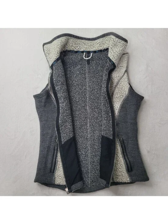 Kuhl Women's Gray Sherpa Fleece Zip-Up Vest Size S - Picture 3 of 12